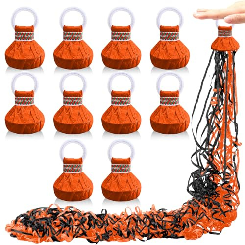 WinnerWhy 10 Pack Graduation No Mess Confetti Poppers Poppers Colorful Hand Throw Streamers Confetti Streamer for Anniversary Celebrations Wedding Birthday Graduation Party Favor(Orange)