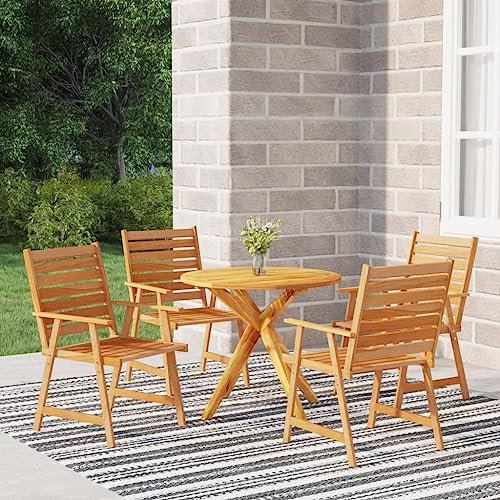 WKIEQACO Gartenmöbel-Set, 5-teilig, Massivholz, Akazie