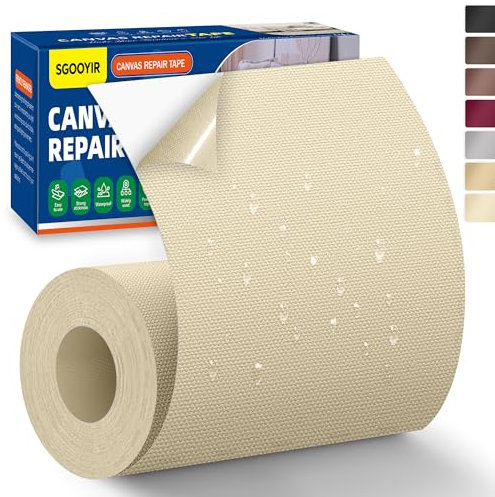 10x200cm Flicken Selbstklebend Stoff, Hellbeige Selbstklebender Stoffkleber Textilkleber, Wasserdichtes Leinwand Stoff Selbstklebend Reparatur Patches für Zelte, Sofa, RV Markise, Stühle