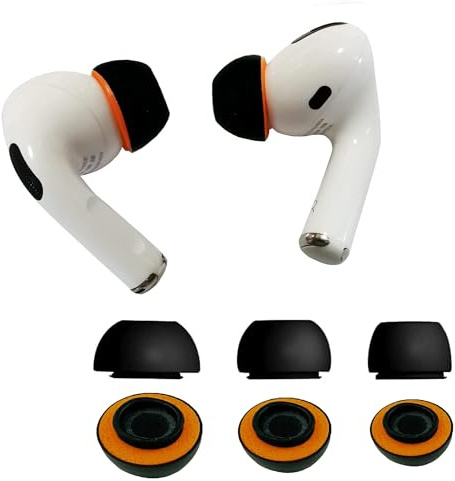 KASOTT Verbesserte Ohrstöpsel aus Memory-Schaum für AirPods Pro 1. und 2. Generation, Bequeme Schaumstoff-Ohrstöpsel, bessere Geräuschunterdrückung, 3 Paar Ersatzspitzen (Black, Assorted S/M/L)