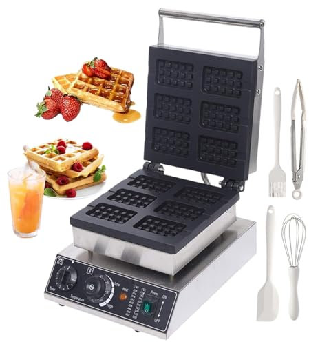 Macchina Per Waffle Elettrica | Piastre Riscaldanti Doppie E Antiaderenti, Controllo Della Temperatura Di Livello Professionale (122-572 °F), Piastra Per Waffle, Per Ristoranti,6-Slice