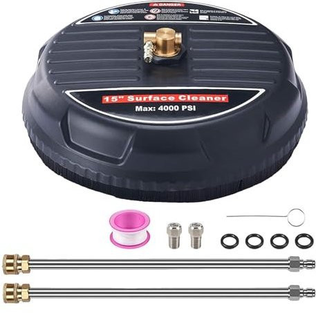 TRELVEX Nettoyeur Haute Pression pour sols - Nettoyeur de Surfaces, Accessoire pour Nettoyeur Haute Pression | Nettoyeur de béton/terrasse Robuste de 38 cm avec Poils durs, Puissant