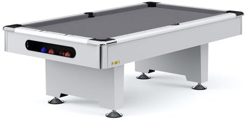 Automaten Hoffmann Billardtisch Club Pro III | Diamantgeschliffene Schieferplatte, Nivellierfüße | Für Indoor, Privat, Institution | Dekor Weiß | 8 ft, Hochwertiges Billardtuch