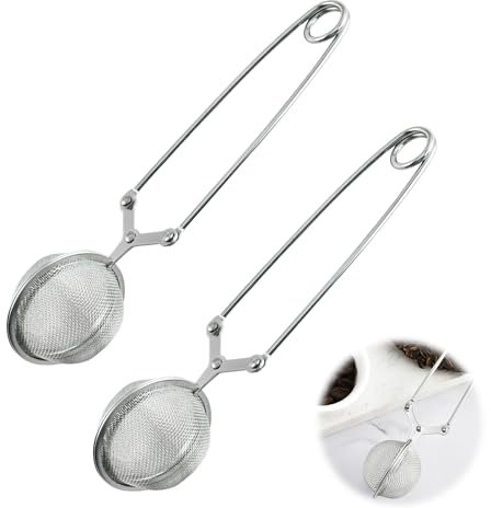 Pinzas de Té de Acero Inoxidable,2 Piezas Bola Infusora Reutilizable para Té Suelto,Especias y Hierbas,Colador de Malla Fina con Mango,Fácil Limpieza,Ideal para Amantes del Té