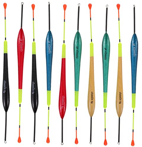 Hemobllo 10-Piece Fishing Bobber Set High Sensitivity Wood Slip Floats for Anglers Brightly Colored Float Fishing Accessories for River and Lake
