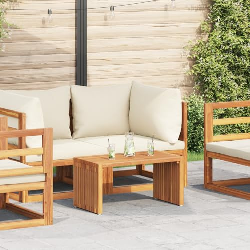 Qnhdfrt Gartenbeistelltisch aus Massivholz Teak 70x37.5x35.5 cm Rechteckiger Beistelltisch Outdoor für Balkon Terrasse Garten Braun