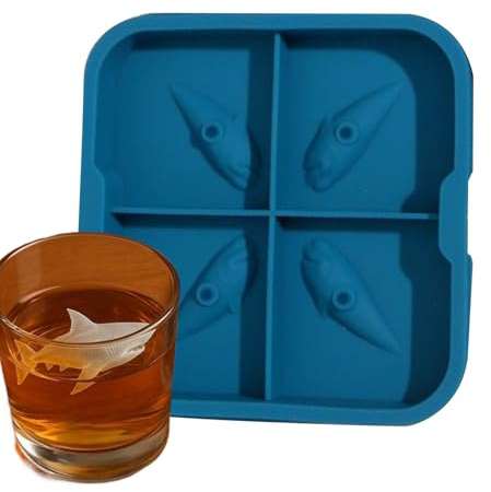 Formas divertidas para helados, diseño de tiburón, bandeja moldeadora de silicona de fácil liberación, para whisky y helado, para beber agua, frigorífico, cocina, hogar, bar, fiesta