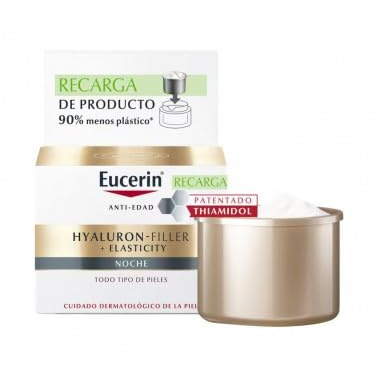 Eucerin Hyaluron Filler Elasticity, Crema de Noche Antiarrugas, con Ácido Hialurónico y Aceite de Argán, para Piel Normal y Mixta, 50ml