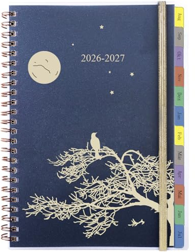 Kalender 2026 2027 A5, Schülerkalender 2026/27 1 Woche 2 Seite mit Tabs, Innentasche, Spiralbindung, Wochenplaner/Terminplaner Ringbuch Schulplaner Hausaufgabenheft, Planer 26/27(August-Juli)