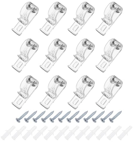 QUARKZMAN 12Pcs 50x15mm Fermacatena E Fermacorda per Tende Trasparente | Dispositivo Di Tensione A Catena Con Perline E Viti Per Tende A Rullo, Gancetto Di Fissaggio A P Per Tende, A Rullo