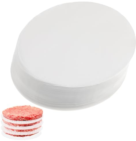 SULIKJHUI 500 Pcs Hamburger Patty Paper Rounds, 5 Inch (13cm) White Parchment Rounds, Non-Stick Baking Sheets for Separating Patties, Cookies & Bread, Reusable