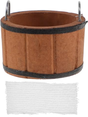 HONITANO Mini Seau de Salle de Bain en Bois 35x35 Mm Serviette Miniature pour Maison de Poupée, Accessoire Décoratif Réaliste et Compact pour Bain et Accessoires Maison Poupée