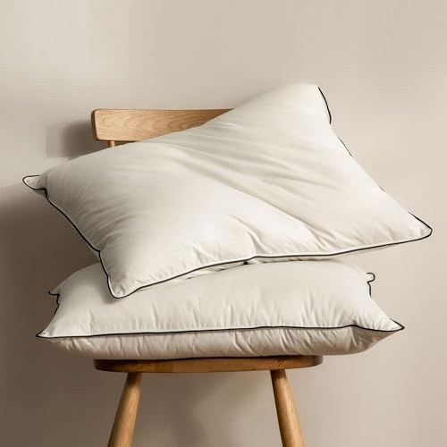 BPC Daunenkissen 80x80 cm 1er Set, 3-Kammer Federkissen Hotelqualität | Federn, Daunen & Polyesterfüllung | Weiches-Mittel Schlafkissen | Bezug aus 100% Bio-Baumwolle | Atmungsaktiv & kuschelig