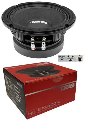 KIT SET PER DS18 6XL600-4, 1 altoparlante midrange da 16,5 cm 165 mm 6,5 di diametro, 300 watt rms e 600 watt max, 4 ohm, sensibilità 97 db, per auto, 1 pezzo + 3 sticker omaggio