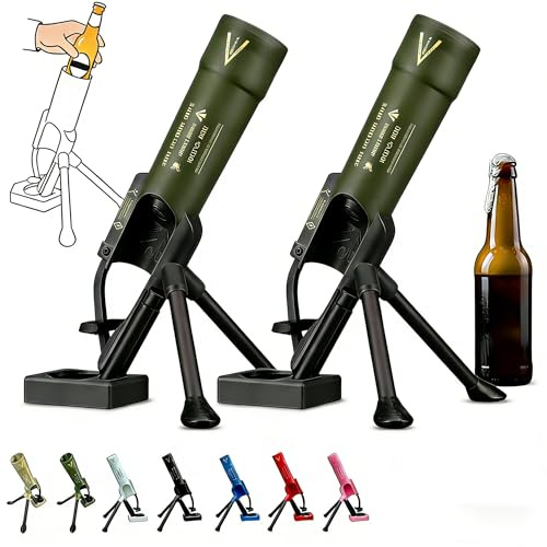Ölflasköppnare i morteldesign, automatisk kronkorksutstötning med tryckmekanism, ölflaska Mortar Bottle Opener rolig, rolig ölmortar handsfree flasköppnare (blå, 2 stycken)