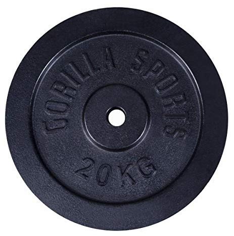 GORILLA SPORTS® Hantelscheiben 0,5–30 kg, 30/31 mm, Gusseisen, Set/Einzeln | Mit erhöhtem Griffrand und KG-Angabe, in Schwarz/Silber; Gewichtsscheiben für Kurz-, Lang-, Curl- und Trizepsstangen