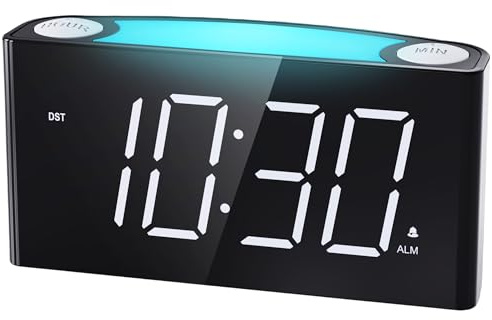 Mesqool Digital Alarm Clock for Bedroom, 7.5 Big Display, 7-Color Night Light,USB & Type C Charger, Dimmer,12/24 H,Plug-in Easy to Set Alarm Clock for Teens, Kids, Heavy Sleepers
