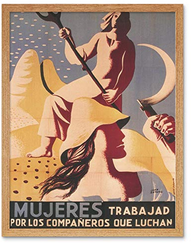 Wee Blue Coo War Spanish Civil Spain Republican Women Fight Vintage Advertising Art Print Framed Poster Wall Decor 12x16 inch