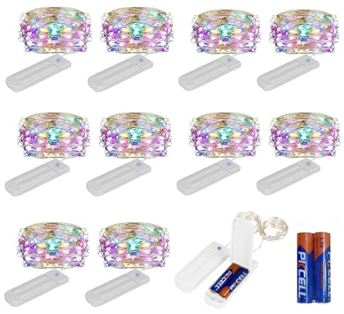 ZNYCYE 10 Pack 10ft 30 LED Mason Jar String Lights 8 Modes with Timer Waterproof Fairy Lights Upgraded Battery（Included Operated for DIY Wedding Party Mason Jar Christmas Decorations (Multi-Color)