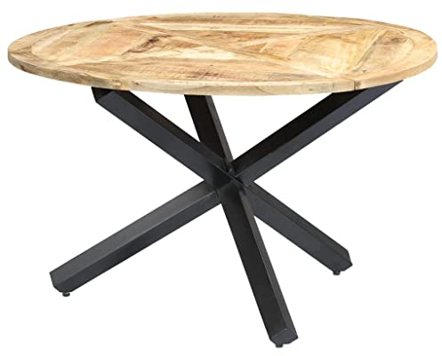 vidaXL Mangoholz Massiv Esstisch Esszimmertisch Küchentisch Holztisch Massivholztisch Speisentisch Tisch Esszimmer Küche Rund 120x76cm