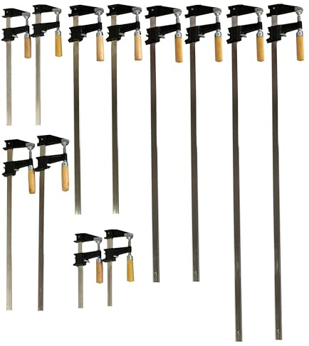 EDM Pack of 10 Heavy Duty Woodworking Bar Clamps, 2 ea 12-36 Quick Release Type, 2.5 in. Throat Depth