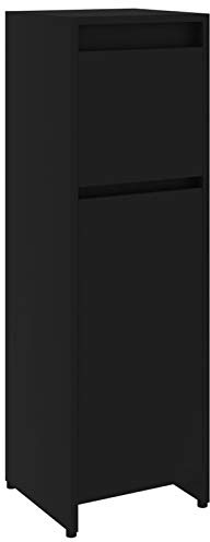 Tidyard Compact Black Bathroom Cabinet with Shelves & Drawer - Modern Storage Solution for Toiletries & Laundry Essentials, 30x30x95 cm Model802661