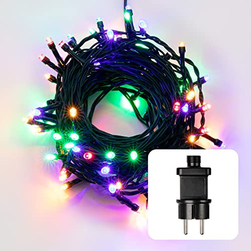 hellum LED Lichterkette Außen oder Innen, Bunt, Lichterkette strombetrieben mit 120 LED, 11,90m beleuchtete Länge Weihnachtsbaumbeleuchtung mit Kabel in Grün 560954