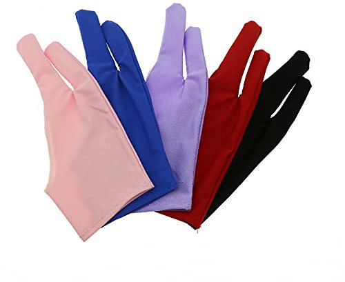 EliteKoopers 5pcs Random Colour Professional Gloves Two Finger Tablet Drawing Gloves