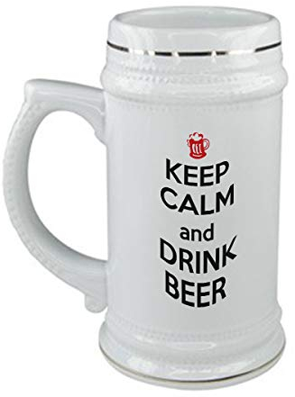 bubbleshirt Boccale da birra Keep calm and drink beer - birra - in ceramica - capienza 50 cl - idea regalo