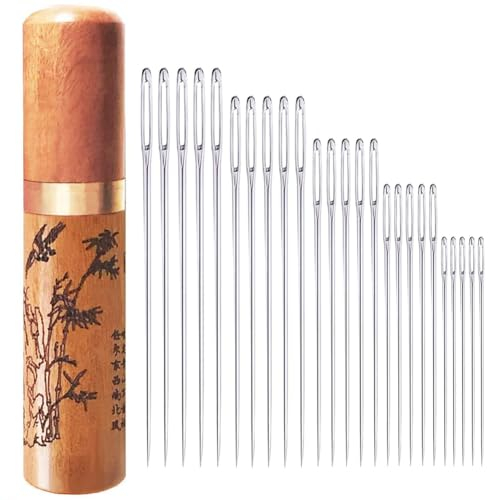 Nähnadeln Sticknadeln Spitz Großem-öhr Edelstahl - 25 Stück für Handnähen und Garnstricken