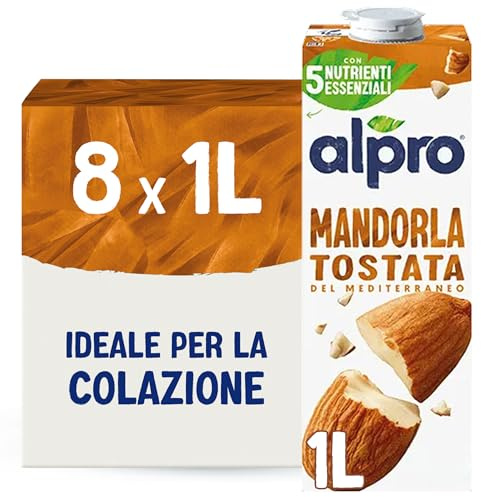 ALPRO CLASSICO, Bevanda Alla MANDORLA, Naturalmente Senza Lattosio, con Vitamine B2, B12 e D2, E - 8 confezioni x 1 Litro