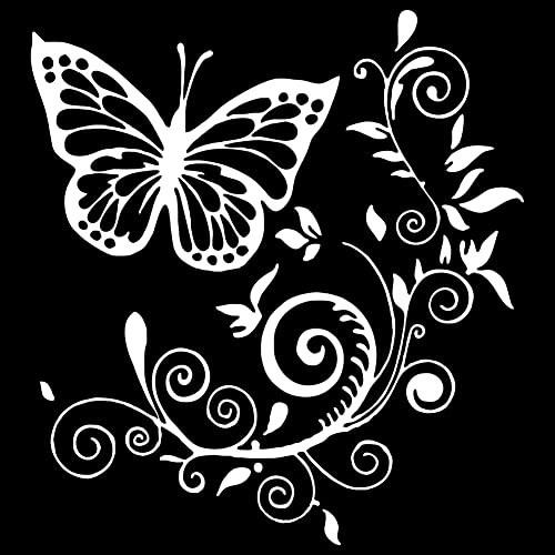 iSpchen Autoaufkleber 3D Blumen Schmetterling Abziehbilder Sticker Motorhaube Körper Kratzschutz Aufkleber Auto Heckscheibe Fenster Wände Laptop Styling Dekoration Aufkleber,Weiß