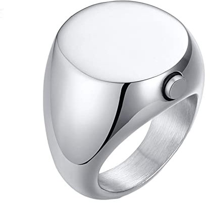 Beydodo Edelstahl Ringe Herren, Männer Ring Siegelring Urnen Ringe Hochglanzpoliert Partner Ring Personalisiert Silber mit Gravur Gr.60 (19.1