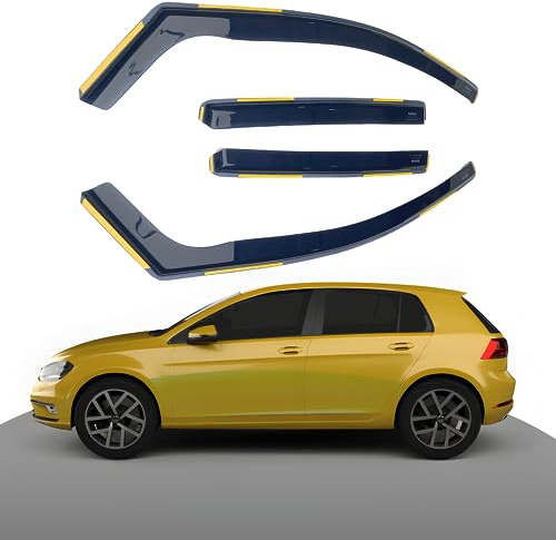 Haibak – Wind Deflectors Set Compatible with VW Golf 7 Mk7 (2012-2020) – 5 Door Hatchback – 4pc Tinted In-Channel Fit – Easy Installation