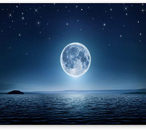 murando Fototapete Premium-Vlies 350x256cm Foto Tapete Schlafzimmer Wohnzimmer Vliestapete XXL Wandtapete Motivtapeten Bildtapete 3d Effekt Wand Dekoration Flur Moon Meer Nacht Himmel Sterne Mond