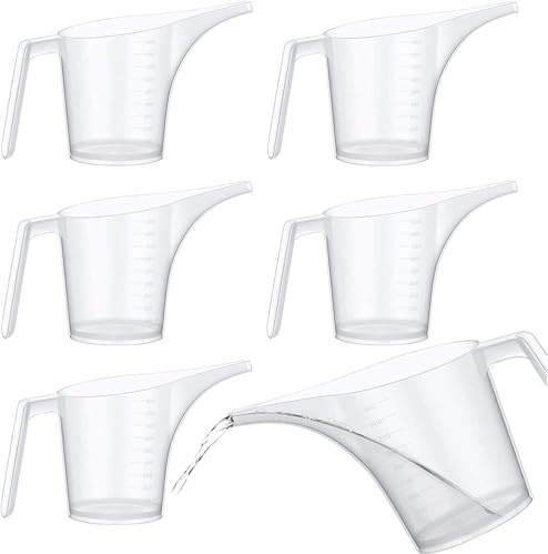 6 Pack Measuring Funnel Pitchers, 1000ml Large Capacity Easy Pour Measuring Cup with Long Spout for Soap Cakes Making, Filling Muffin Pans, Bakeware Molds, Oils, Fluids (33OZ)