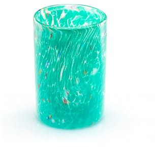 Wave Murano Glass - Go.To Handmade Murano Drinking Glass - Elegant, Authentic Venetian Artisan Drinkware for Everyday Use, Fine Dining, and Special Occasions (Small, marine green)