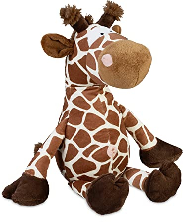 Relaxdays Türstopper Giraffe, Stoff, für Boden, Sand, schwer, innen, weich, Türpuffer Tier, HBT: 26 x 25 x 23 cm, braun