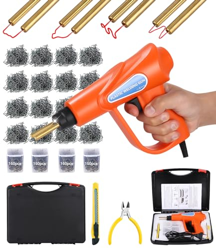 70W Plastica Saldatrice, Kit di Riparazione Paraurti Auto, Plastica Riparazione Saldatura Kit con 600PCS Caldo Cucitrice, Saldatore Pistola Riparazione Macchina Saldatrice per Plastica Riparazione
