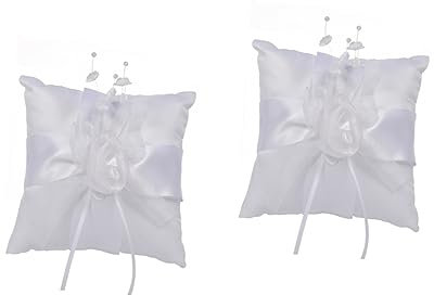 ABOOFAN 2stücke Hochzeitsringkissen Mit Blumen Perlen Und Schleifen Handgefertigtes Ringträgerkissen Für Zeremonien Und Verlobungen Elegant Und Charmant Leicht Tragbar