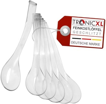 TronicXL 6 cucchiai trasparenti in plastica SAN scanalata, lavabili in lavastoviglie, cucchiaio, scolapasta, scolapasta, cucchiaio, schiumarola, scolapiatti
