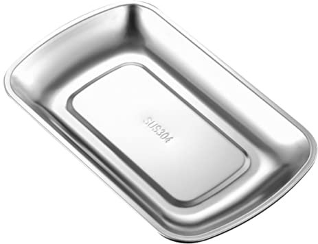 UTHCLO Teller Mit Gedämpften Reisrollen Kuchenplatte Tabletts Zum Abendessen Teller Obstteller Essteller Aus Edelstahl Kaffee Aus Metall Tisch Lebensmittelregal Snack Edelstahl 304