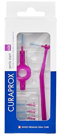 Curaprox CPS 406 Perio-Set Mit CPS 406 + UHS 409 Und UHS 470, Fuchsia | Interdentalbürsten-Set, Für Große Zwischenräume & Zahnfleischpflege, 5 Bürsten & Doppelhalter, Swiss Made