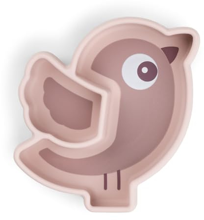 Done by Deer Silikon Stick&Stay Snackteller Birdee – Kinderteller mit Saugnapf & Unterteilung – BPA-frei – Lebensmittelechtes Silikon – Mikrowellengeeignet – Rosa – Ab 0 Monaten
