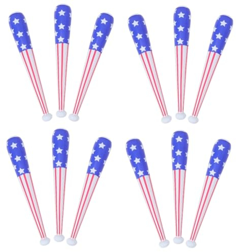 VICASKY 12 Stück Aufblasbare Baseballschläger Aufblasbare Spielzeuge Für Festivals Party Requisiten Sport Partygeschenke Amerikanische Flagge Aufblasbare Fledermäuse Sport