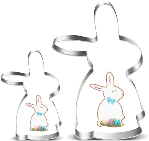 Ausstechformen Hase, 2 Stück Ostern Hase Plätzchen Ausstecher Set, Edelstahl Plätzchenausstecher Hase, Riesen Hase Keksausstecher, Hasen Cookie Cutter Geschenke für Kinder Ostern