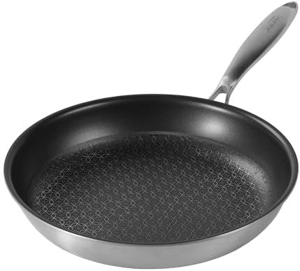 Silverstar Edelstahlpfanne 28 cm Wabenstruktur Sterne Kratzfeste Antihaft Pfanne Induktion, Wabenpfanne aus Edelstahl Mehrschichtmaterial Große Bratpfanne
