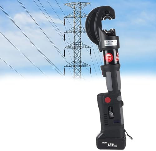 GESAIDES Pinza Crimpatrice idraulica Elettrica, Pinza idraulica Elettrica, Pinza idraulica Elettrica a Batteria, con 12 Matrici, per Terminale Cu/al
