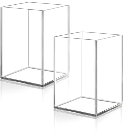 Mgood 2 Stück Acryl Stifthalter, Klarer Pinselhalter Stifte Organizer, Multifunktionaler Stiftehalter Schreibtisch für Bürobedarf, Schreibwaren, Kosmetik, 7 x 7 x 10 cm