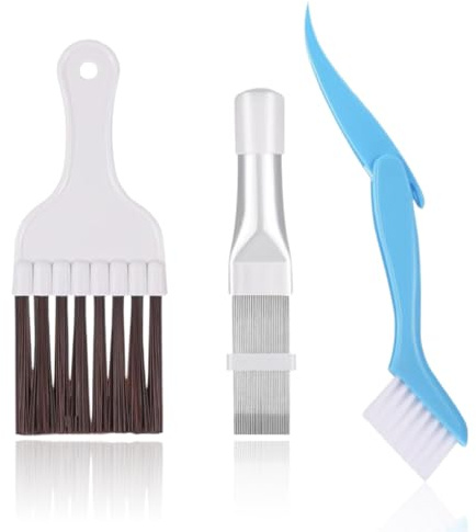 OIGWBPH 3Pcs Spazzola per Condizionatore d'Aria,Spazzola per Pulizia del Condizionatore d'Aria,Spazzola per la pulizia del condizionatore,Pulitore per Pinne,Metallo Strumento di Riparazione del